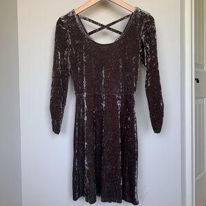 American Eagle Green Velour Long Sleeve Dress